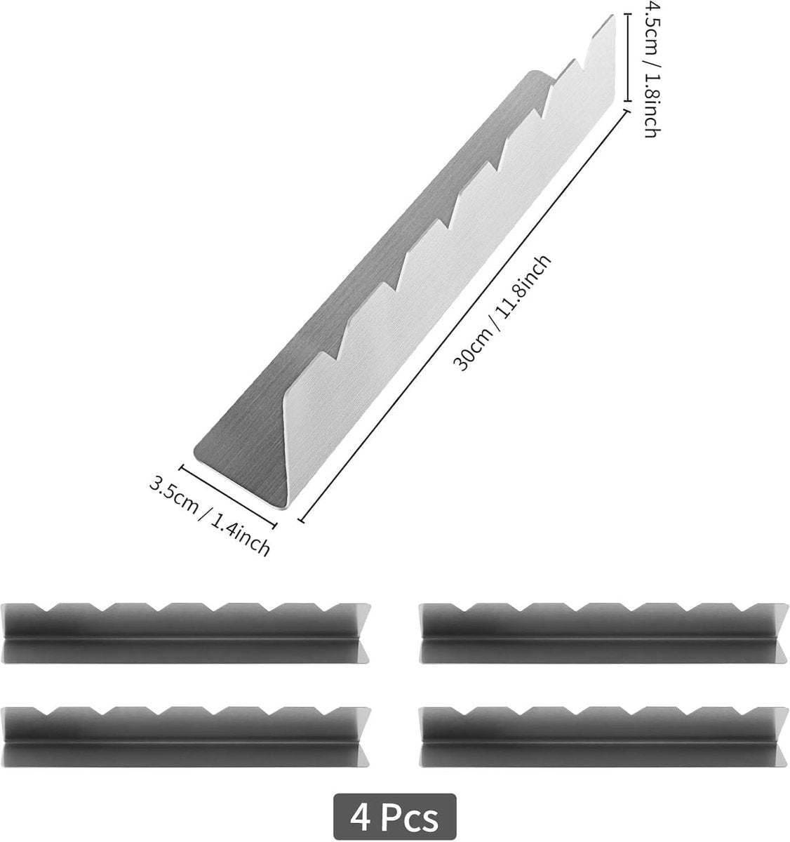 4 pieces - Skewer holder - Stainless steel skewer rack - BBQ Skewer Holder - Stainless Steel Skewer Holder - Shish kebab - stainless steel grill - BBQ accessories - for long barbecue skewers - 30*3.5*4.5 cm - silver