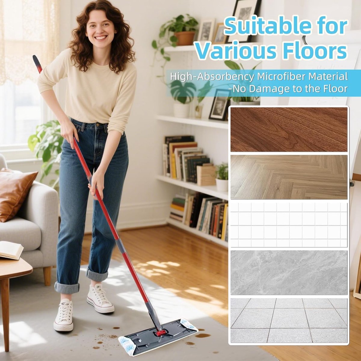 6-piece replacement mop pad set suitable for O Cedar H2prO mop system, suitable for Vileda H2PrO Flat Mop Refill Kit - mop head replacement - replacement mop pads - machine washable, reusable, easy to install, for all hard floors