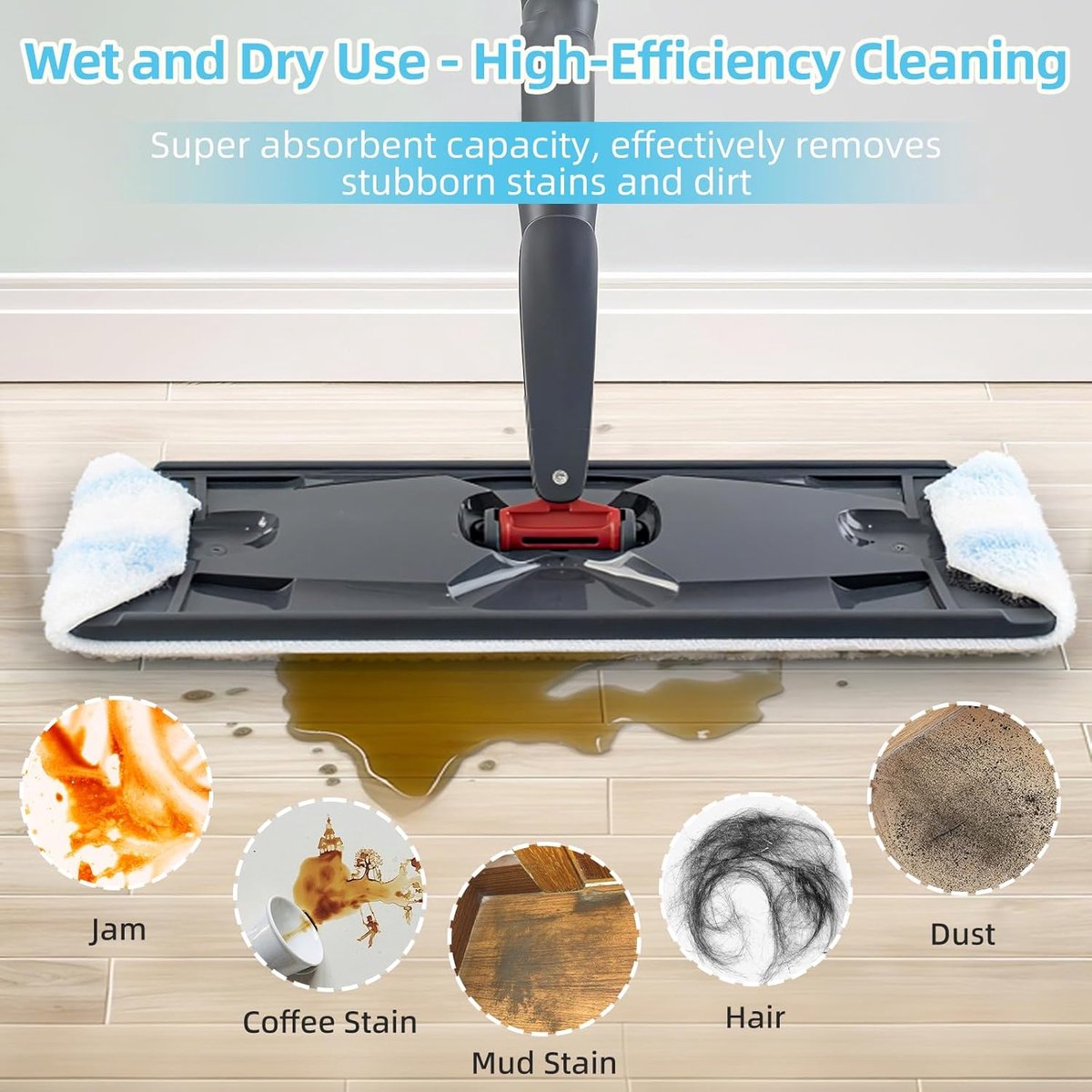 6-piece replacement mop pad set suitable for O Cedar H2prO mop system, suitable for Vileda H2PrO Flat Mop Refill Kit - mop head replacement - replacement mop pads - machine washable, reusable, easy to install, for all hard floors