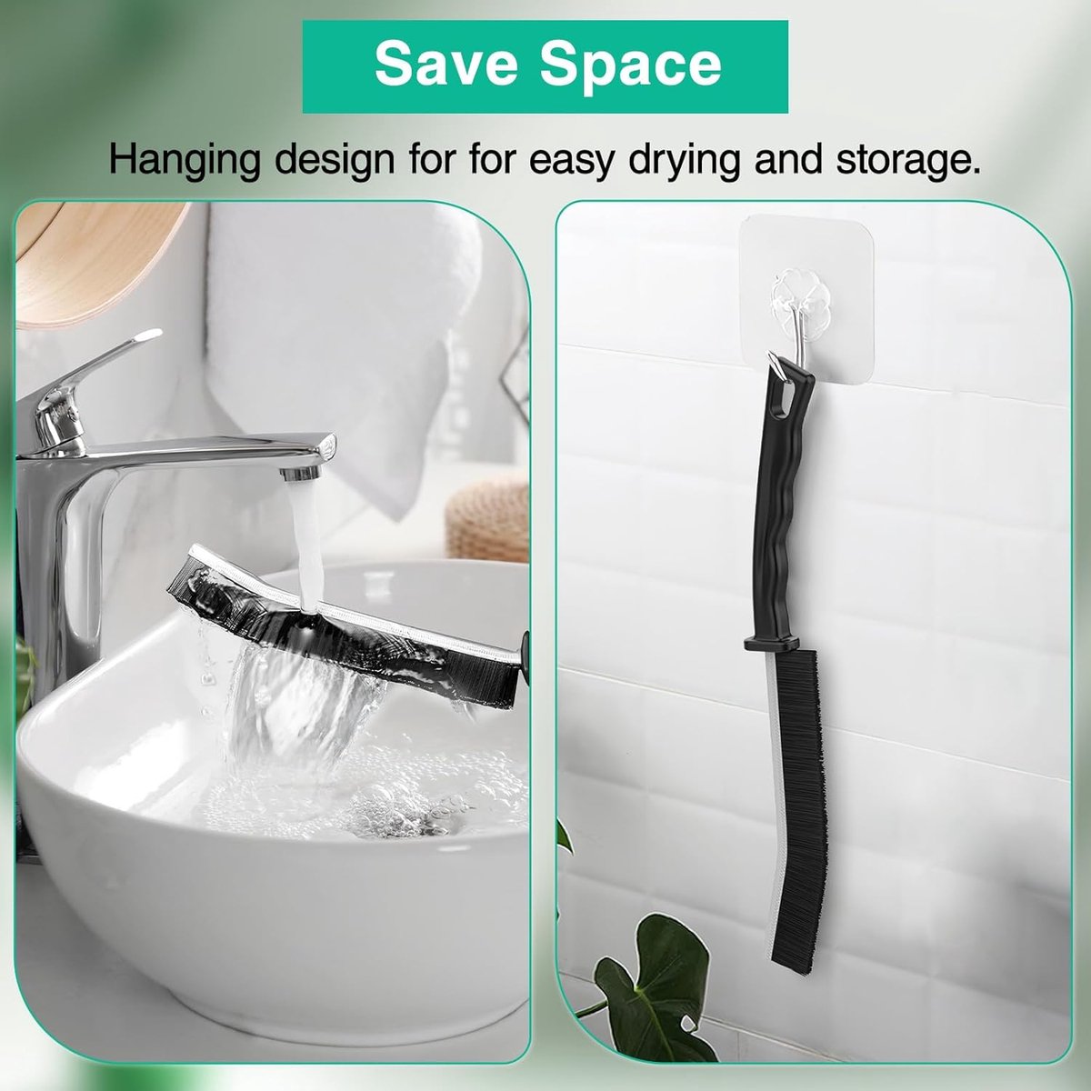 3 Pieces Crevice Brushes - Gap Brush - Narrow Cleaning Brush - Long Handle - Bathroom Cleaning Brush - Stiff Brush with Bristles - Long Handle - Gap Cleaner - For Window Openings, Bathroom, Toilet, Kitchen - Grout Brush