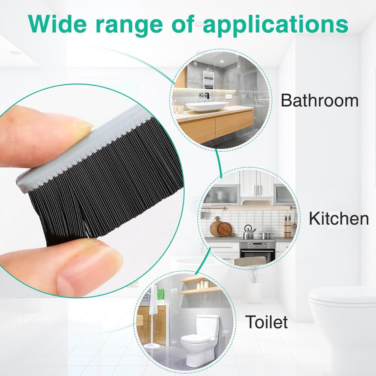 3 Pieces Crevice Brushes - Gap Brush - Narrow Cleaning Brush - Long Handle - Bathroom Cleaning Brush - Stiff Brush with Bristles - Long Handle - Gap Cleaner - For Window Openings, Bathroom, Toilet, Kitchen - Grout Brush