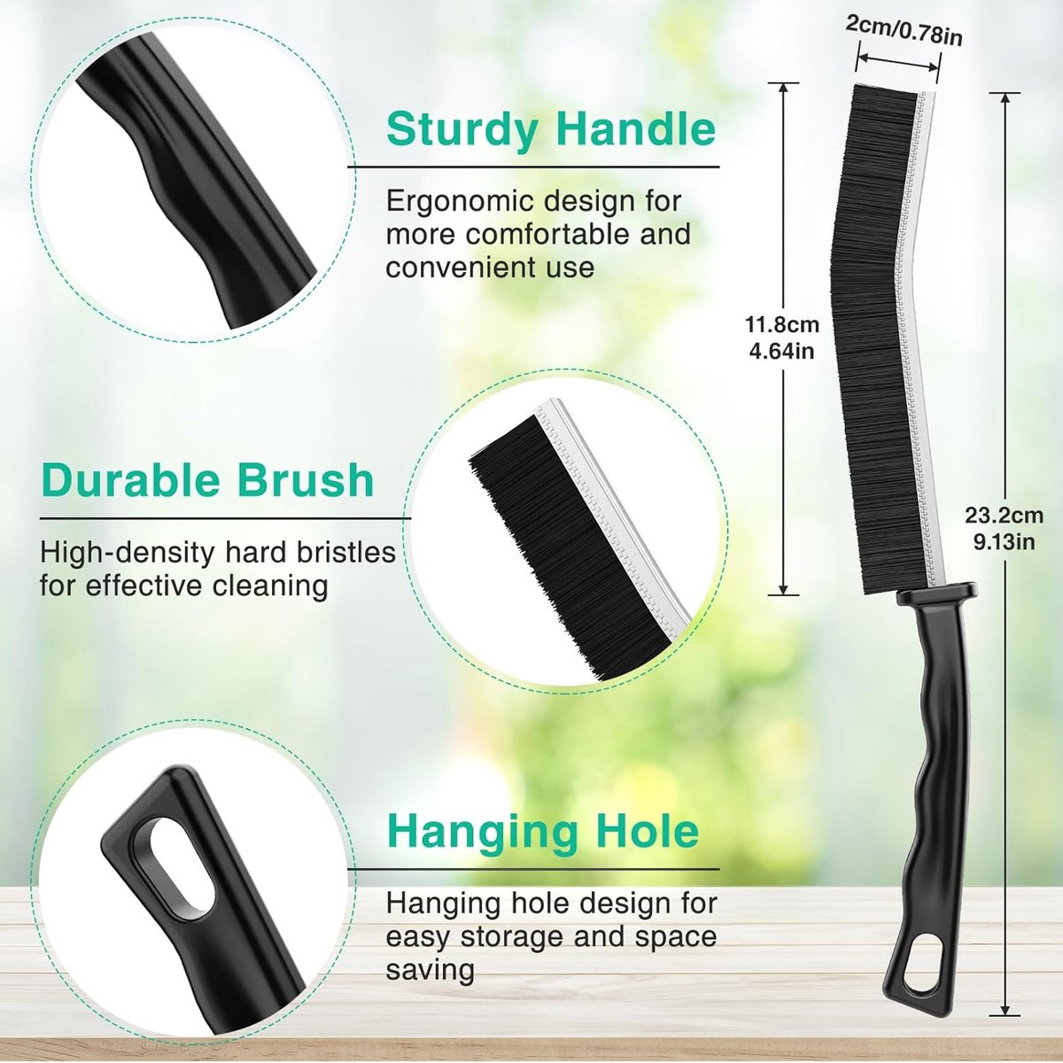 3 Pieces Crevice Brushes - Gap Brush - Narrow Cleaning Brush - Long Handle - Bathroom Cleaning Brush - Stiff Brush with Bristles - Long Handle - Gap Cleaner - For Window Openings, Bathroom, Toilet, Kitchen - Grout Brush