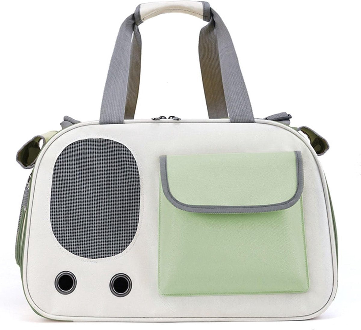Cat and Dog Transport Bag - Travel Basket - Foldable Cat Transport Box - Cat Bag - Pet Carrier Bag with breathable holes and pockets - for medium-sized cats, small dogs - Dog Bag - 45 x 28 x 26 cm - Green