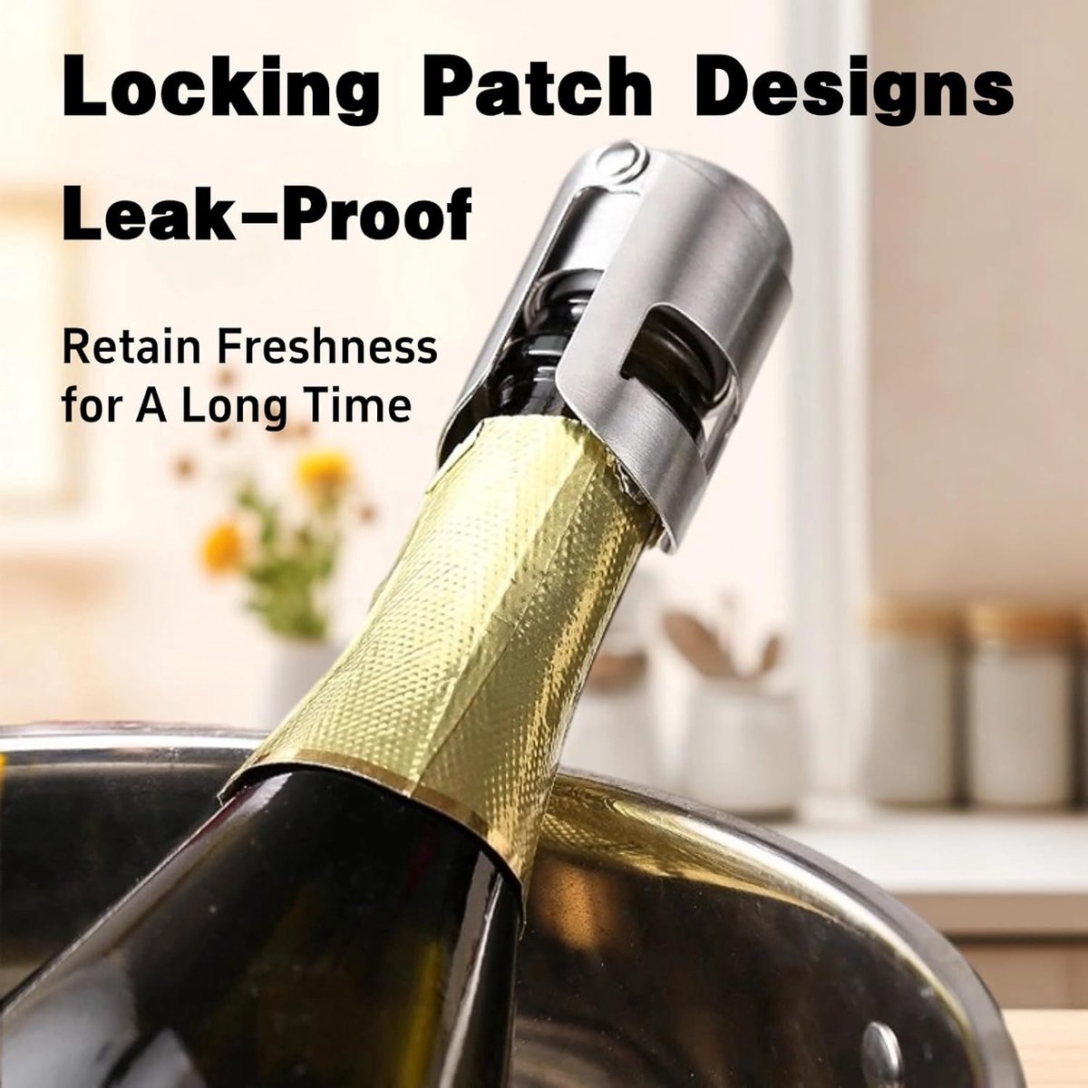 pieces - Stainless steel champagne stoppers - Reusable - champagne corks and stoppers - Food-grade anti-bubble wine stoppers - Leak-proof - For champagne, cava and prosecco - 5.5*3.8 cm - silver