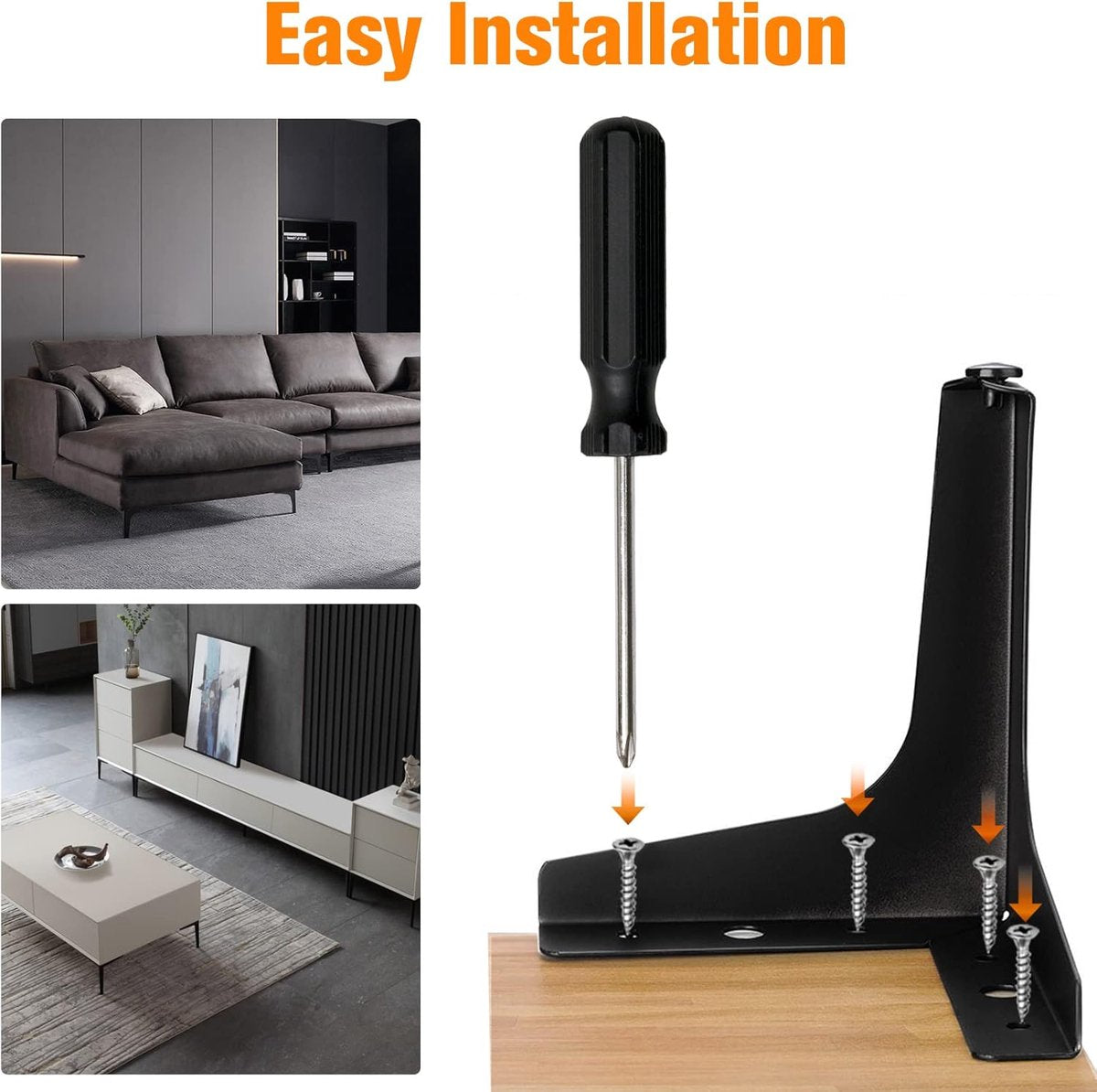 Set of 4 black furniture legs - furniture legs - triangular metal furniture legs - DIY coffee table legs - chair legs - sofa legs - kitchen furniture legs - black - 10 cm