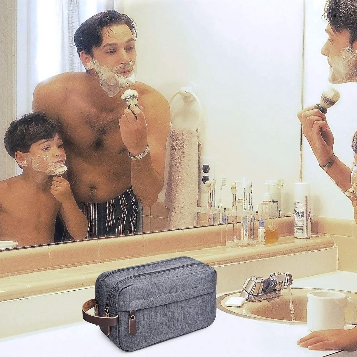 Men's toiletry bag - Travel toiletry bag - Travel accessories - Toiletry bag - Makeup bag - Gift - Unisex - Toiletry bag - Grey