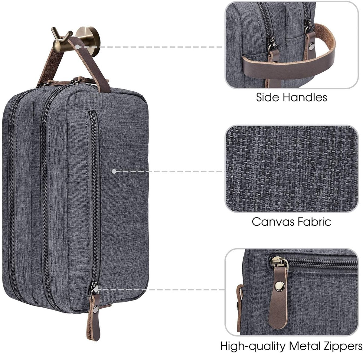 Men's toiletry bag - Travel toiletry bag - Travel accessories - Toiletry bag - Makeup bag - Gift - Unisex - Toiletry bag - Grey
