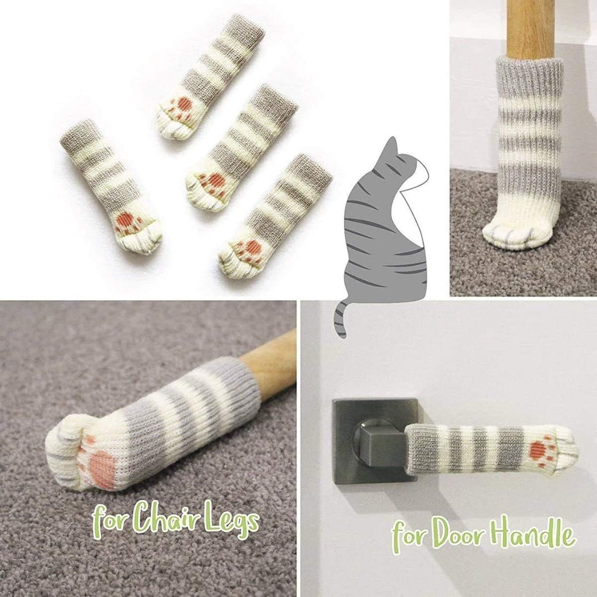 24 pieces - Furniture socks - Chair leg protectors - Floor protectors - Chair leg socks - Chair leg caps - cat paw chair socks - knitted non-slip chair leg floor protectors - sound-dampening furniture socks for hardwood floors - 6 sets