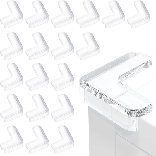 20 pieces - Baby Table Corner Protectors - Table Corner Protectors - Child-Safe Corner Protectors for Desk, Cradle, Fireplace, Table, Soft Corners & Edges - Baby Corner Protectors - Safe Right Corners - Transparent