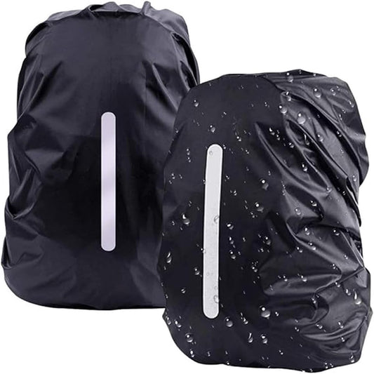 2 pieces - Backpack cover - Waterproof backpack cover - Waterproof rain cover for backpack - Waterproof rain cover - Reflective backpack cover - dust cover - for hiking, camping, traveling, cycling, outdoor activities - size M (40-50L) - 40*20*60 cm - bla