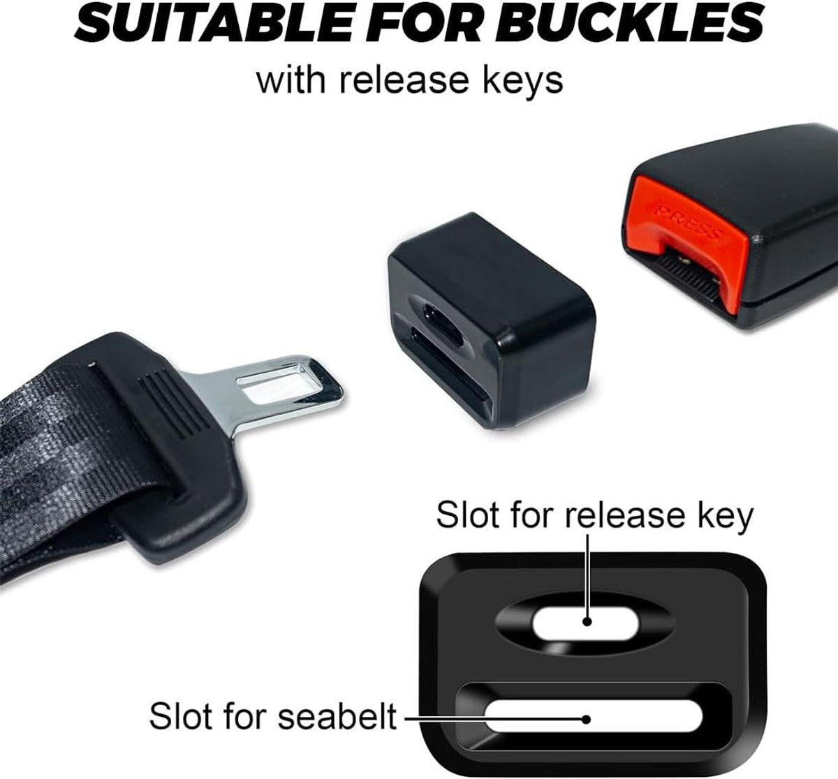 2 pieces - seat belt buckle protectors - car seat belt buckles - child seat belt buckle cover - safety belt lock for children - with 2 keys - child seat belt locks - seat belt accessories - for most cars (not for trucks) - black