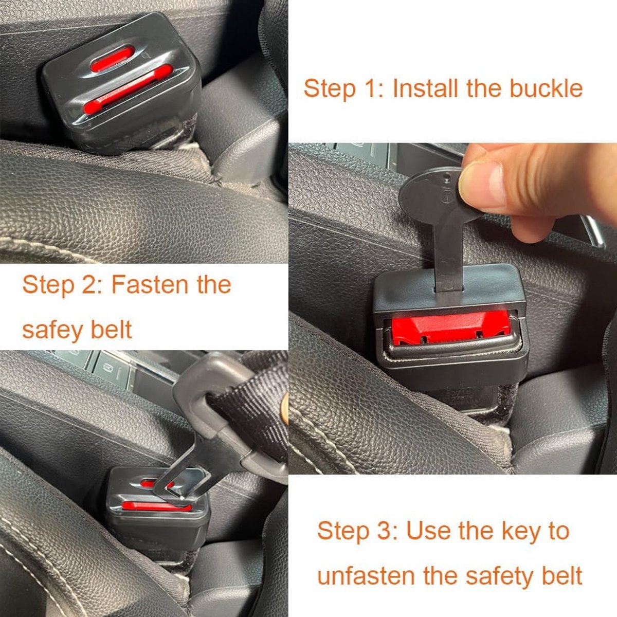 2 pieces - seat belt buckle protectors - car seat belt buckles - child seat belt buckle cover - safety belt lock for children - with 2 keys - child seat belt locks - seat belt accessories - for most cars (not for trucks) - black