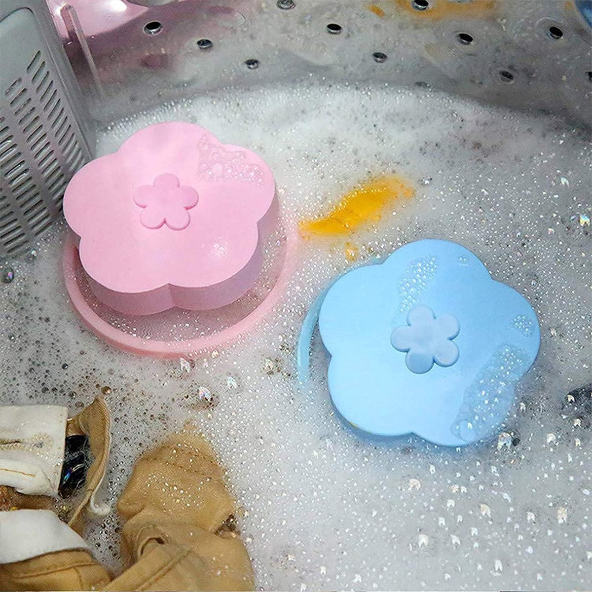 4 pieces - Filter bags for washing machines - Pet hair catcher - washing machine mesh bag - lint catcher - washing machine hair catcher - for dogs and cats - reusable - household hair filter - washing machine lint catcher mesh bag - blue and pink