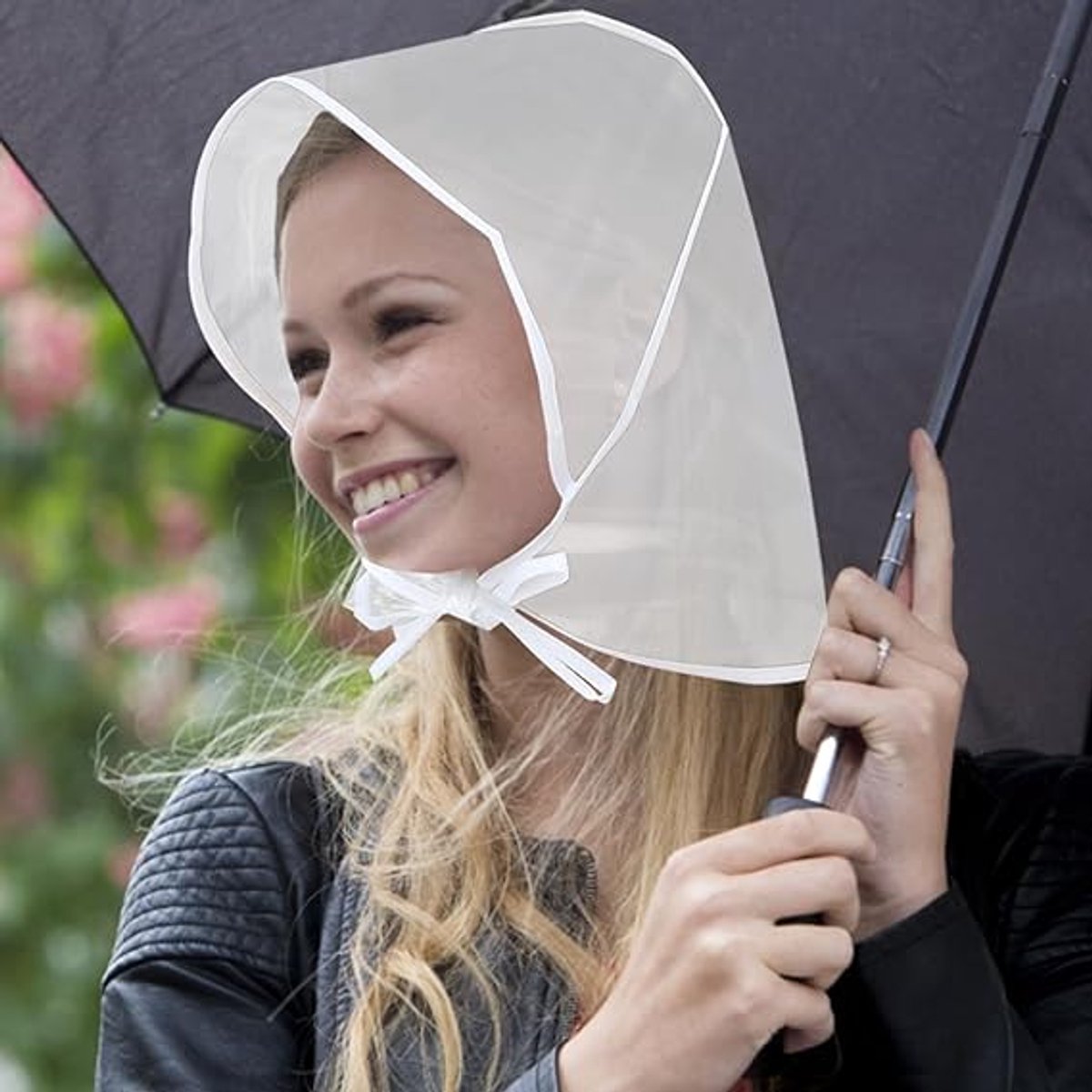 6 pieces - Rain hat - transparent waterproof rain cap - with plastic brim - transparent plastic cover - waterproof cover - protective hood - rain caps for outdoor activities - reusable - rain hat for women - 115*33cm - white