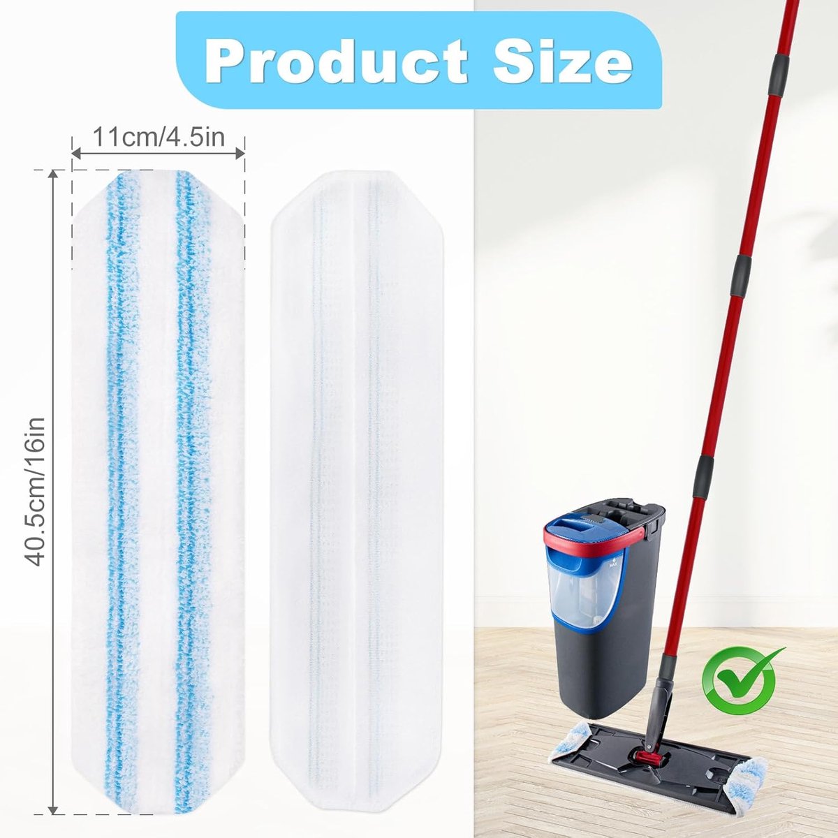 3 pack - Suitable for Vileda H2Pro Flatmop Replacement - Suitable for OCedar H2pro flatmop - For hard floors - mop head replacement - replacement microfiber mop heads - Machine washable - Reusable pad replacement - for deep cleaning