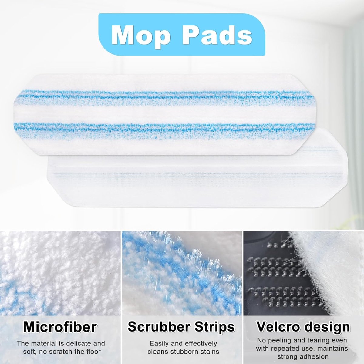 3 pack - Suitable for Vileda H2Pro Flatmop Replacement - Suitable for OCedar H2pro flatmop - For hard floors - mop head replacement - replacement microfiber mop heads - Machine washable - Reusable pad replacement - for deep cleaning