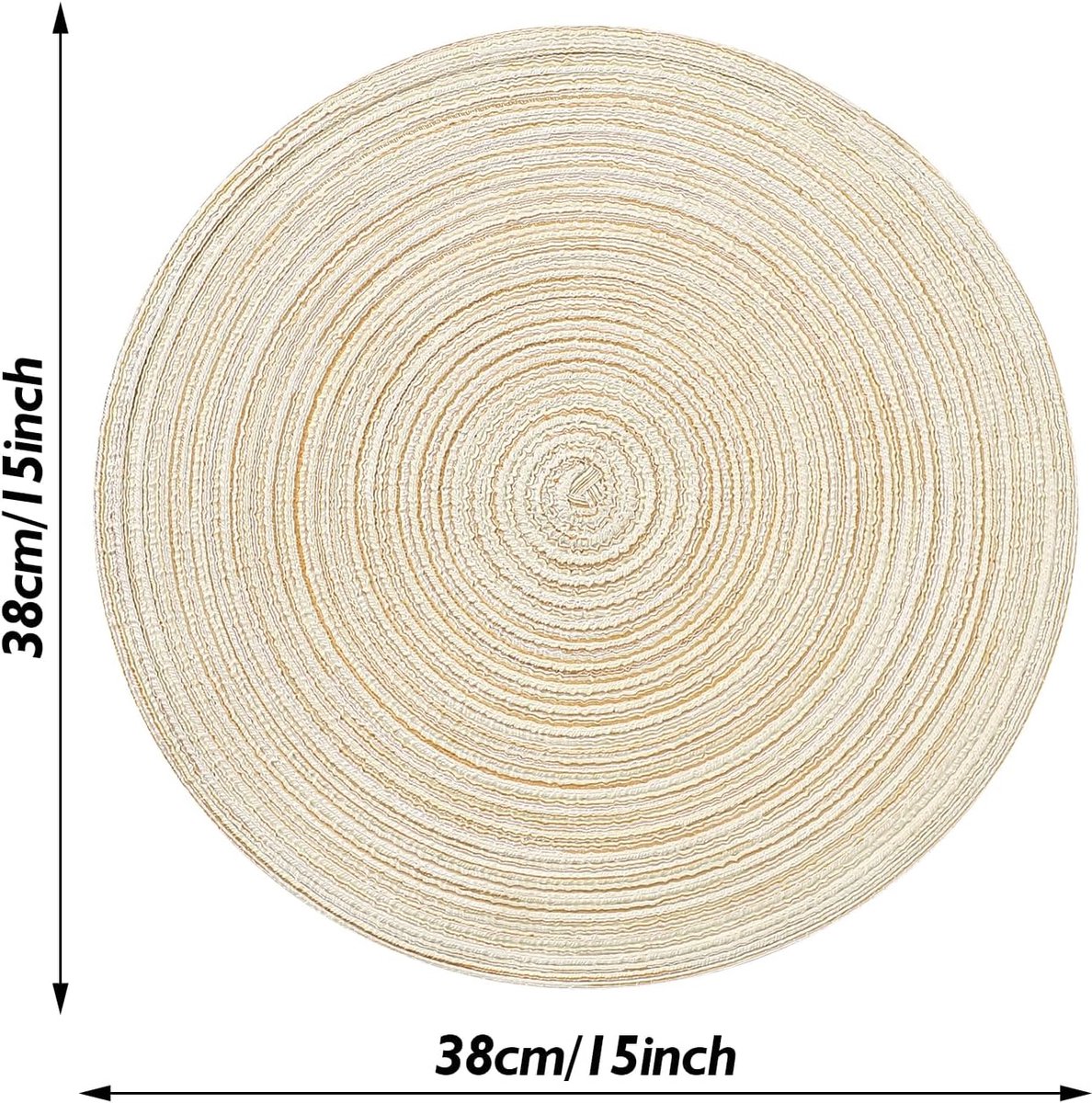 6 pieces - Table mats - Placemats - Round placemats - washable cotton placemats - round braided placemats - Round table mats - Woven placemats - Round placemats - beige - 38*38 cm