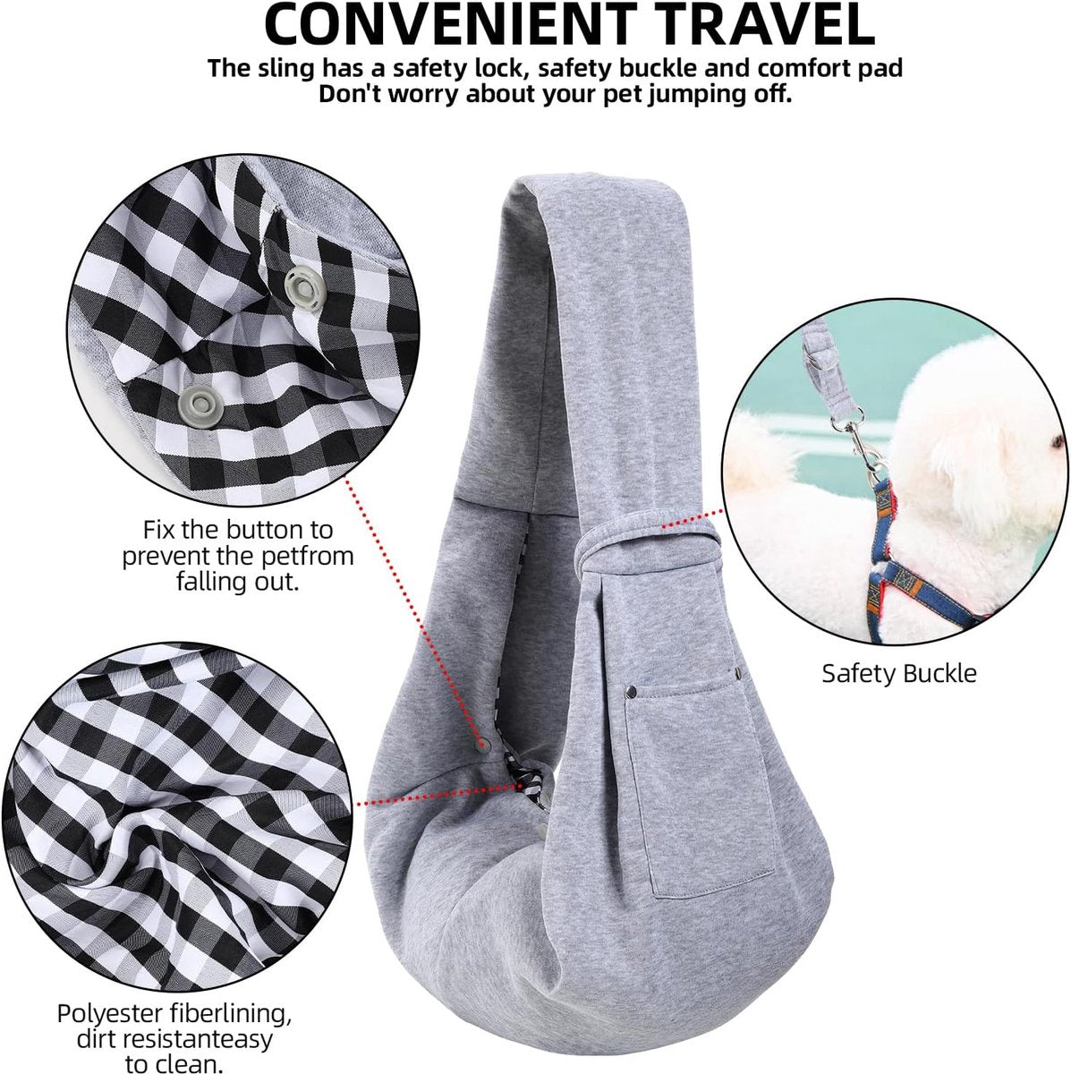 Dog carrier bag - reversible puppy carrier bag - pet bag - cat backpack - dog and cat carrier bag - with storage compartment - shoulder bag - hands-free dog carrier bag - for small dogs and cats - Grey
