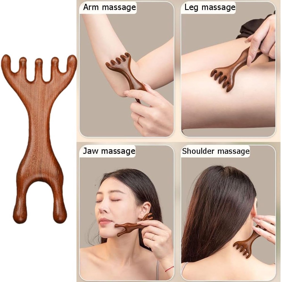 1 piece - Natural wooden nose gua sha massage tools - anti-static - wooden eye and face gua sha tool - manual face massage tool - multifunctional - portable - massage instruments - combs - wooden comb - 5.7*13 cm