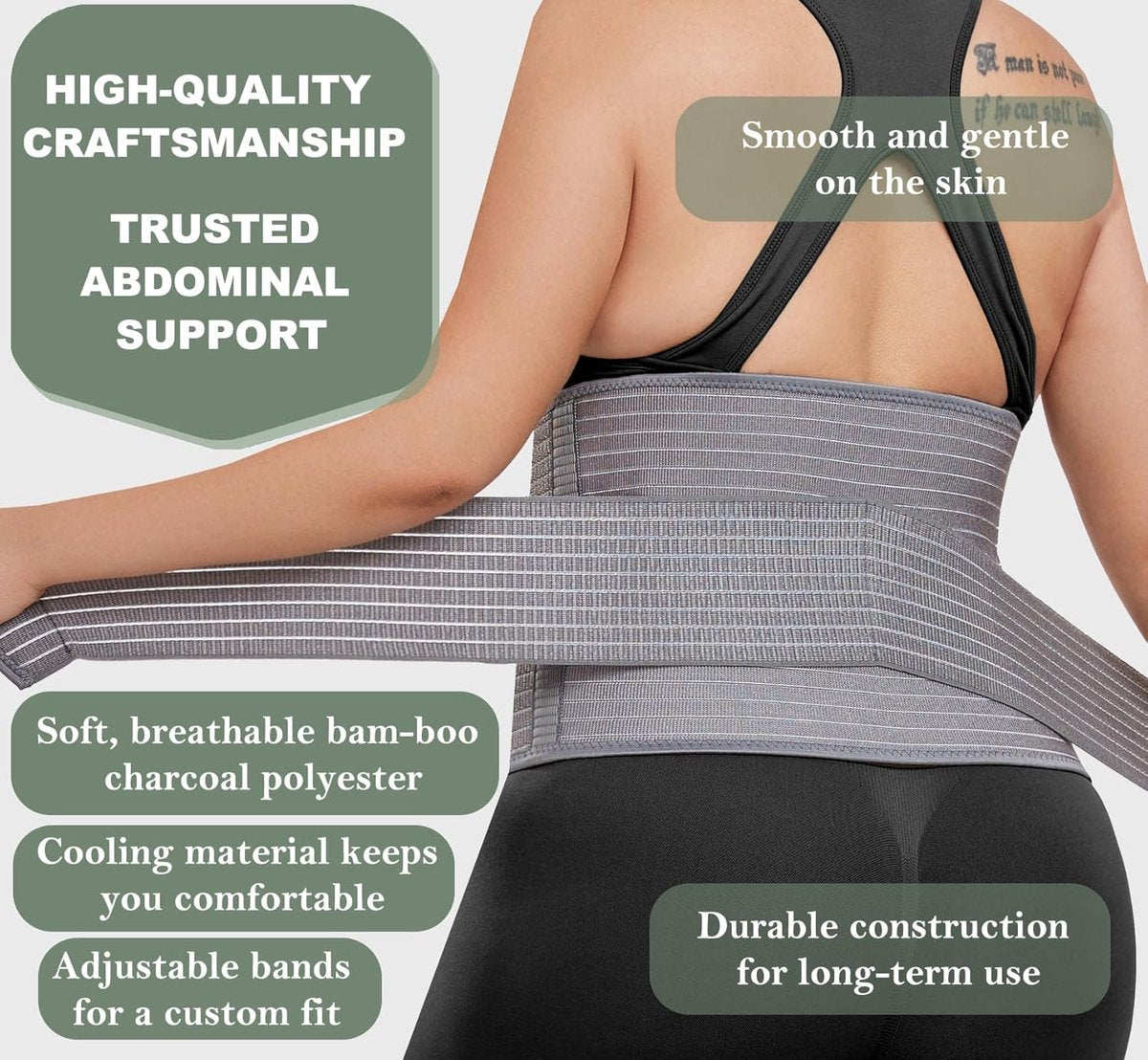 Postpartum Pregnancy Belt - Postpartum Belly Belt - Postpartum Support Belt - Breathable Belly Wrap - Pregnancy Belly Belt - Belly Braces - Corset - Kidney Warmer - Recovery Belt - Lower Back Support - for women - Size L/XL - Grey
