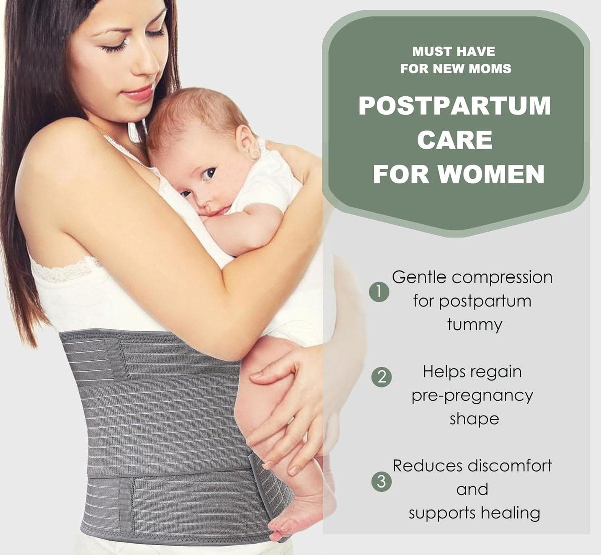 Postpartum Pregnancy Belt - Postpartum Belly Belt - Postpartum Support Belt - Breathable Belly Wrap - Pregnancy Belly Belt - Belly Braces - Corset - Kidney Warmer - Recovery Belt - Lower Back Support - for women - Size L/XL - Grey