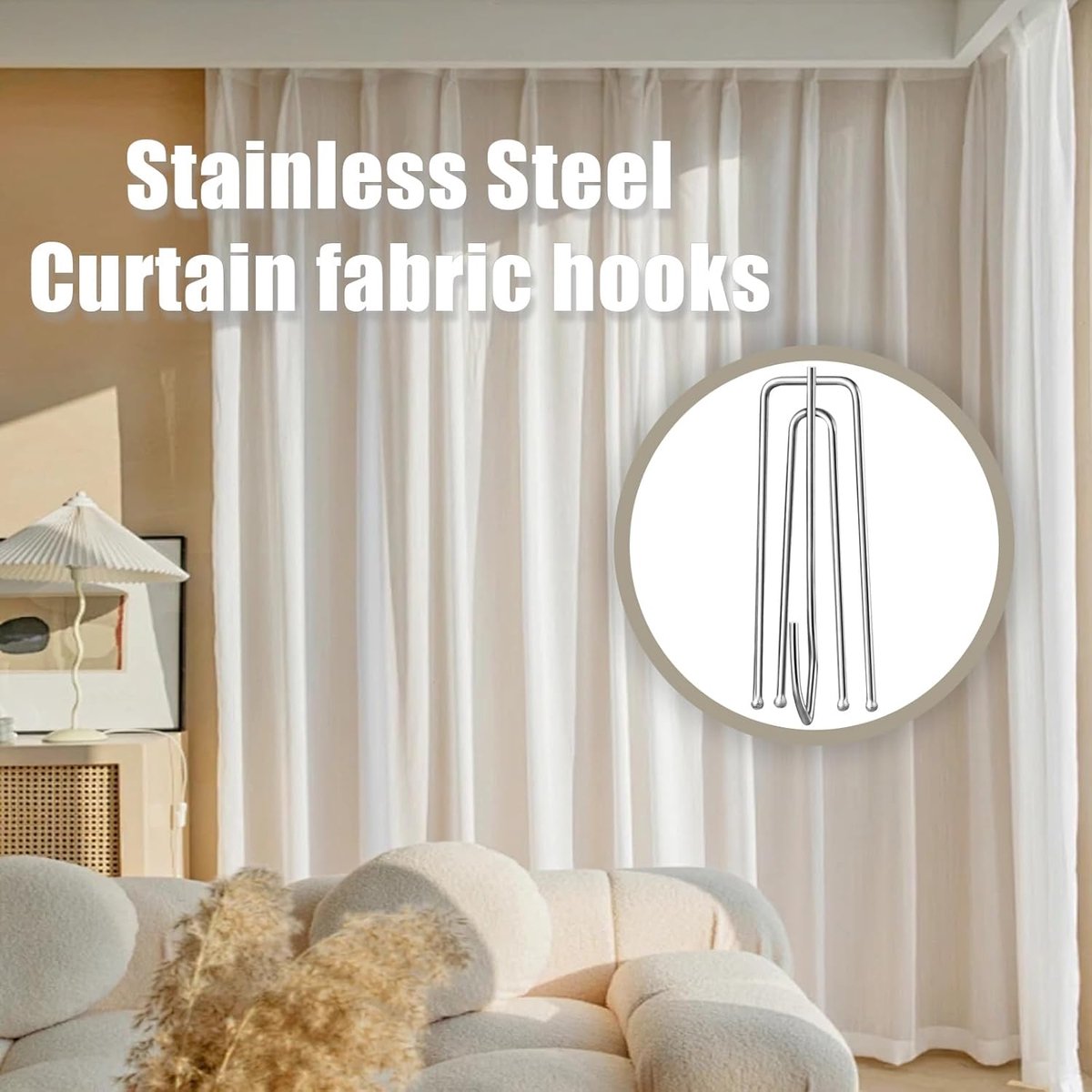 40 pieces - Curtain hook - curtain hooks for curtains - curtain pins - curtain hooks for pleated curtains - stainless steel pleated curtain hooks - window decoration accessories - curtain accessories - silver - 2.5*7 cm