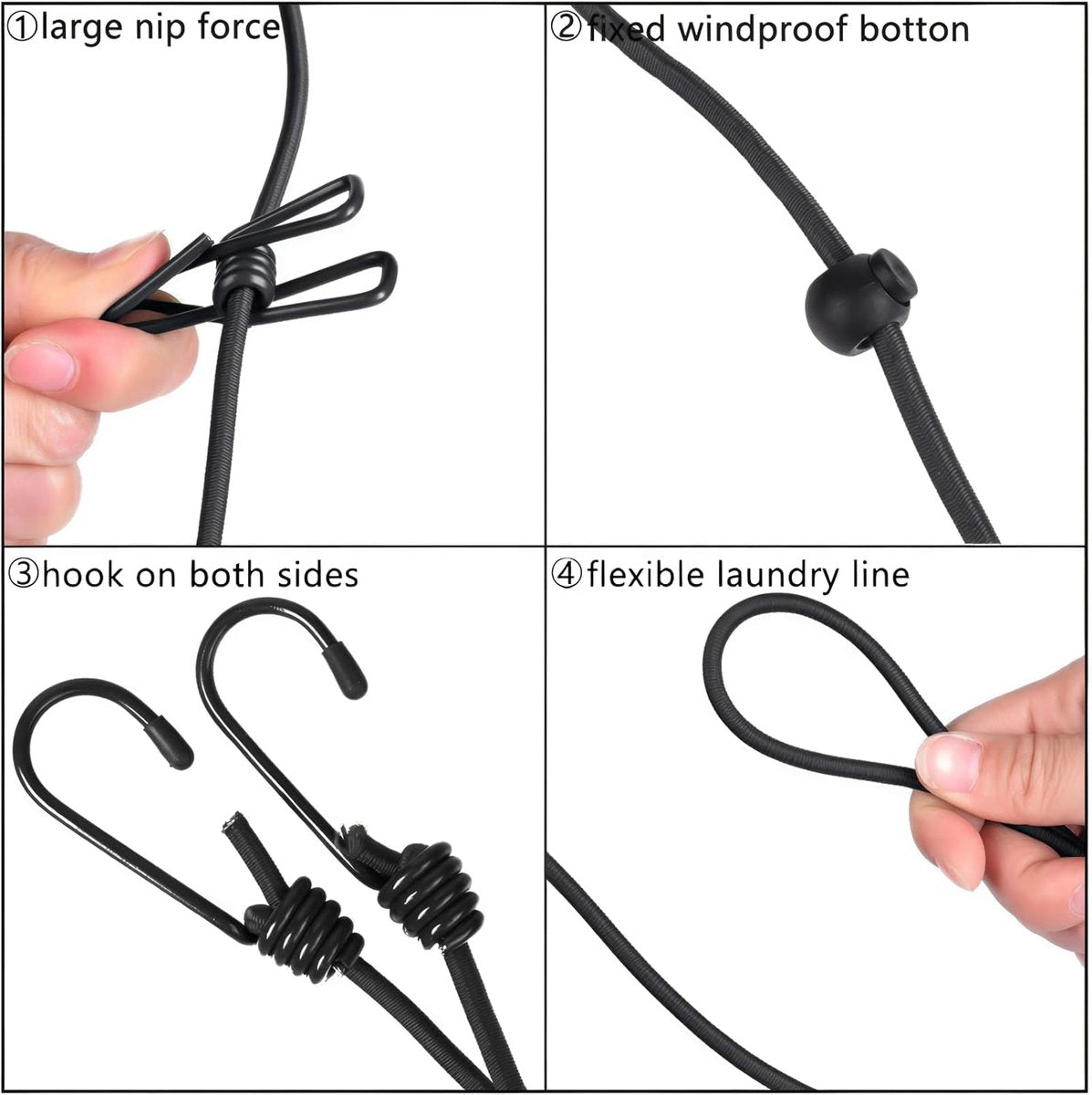 1 Pack 1.8M Portable Clothesline with 12 Clothespins - Clothesline Wire - Travel Clothesline - Drying Lines - Camping Clothesline - Stretchable Retractable Elastic Clothesline - Clothesline - Clothesline for Backyard, Vacation Hotel, Balcony Clothes Dryin