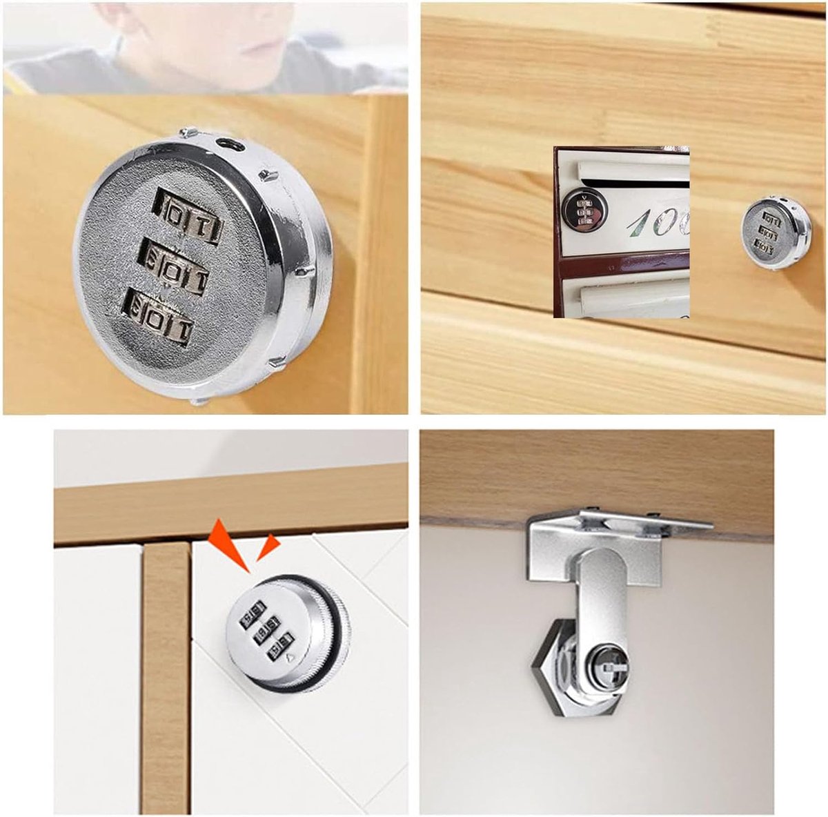 pieces - Combination lock - 62*38 mm - Suitable for panel thicknesses of 15-25 mm - Cabinet locks - Drawer locks - secure drawer mailbox cabinet code lock - for cabinet drawer mailbox - silver