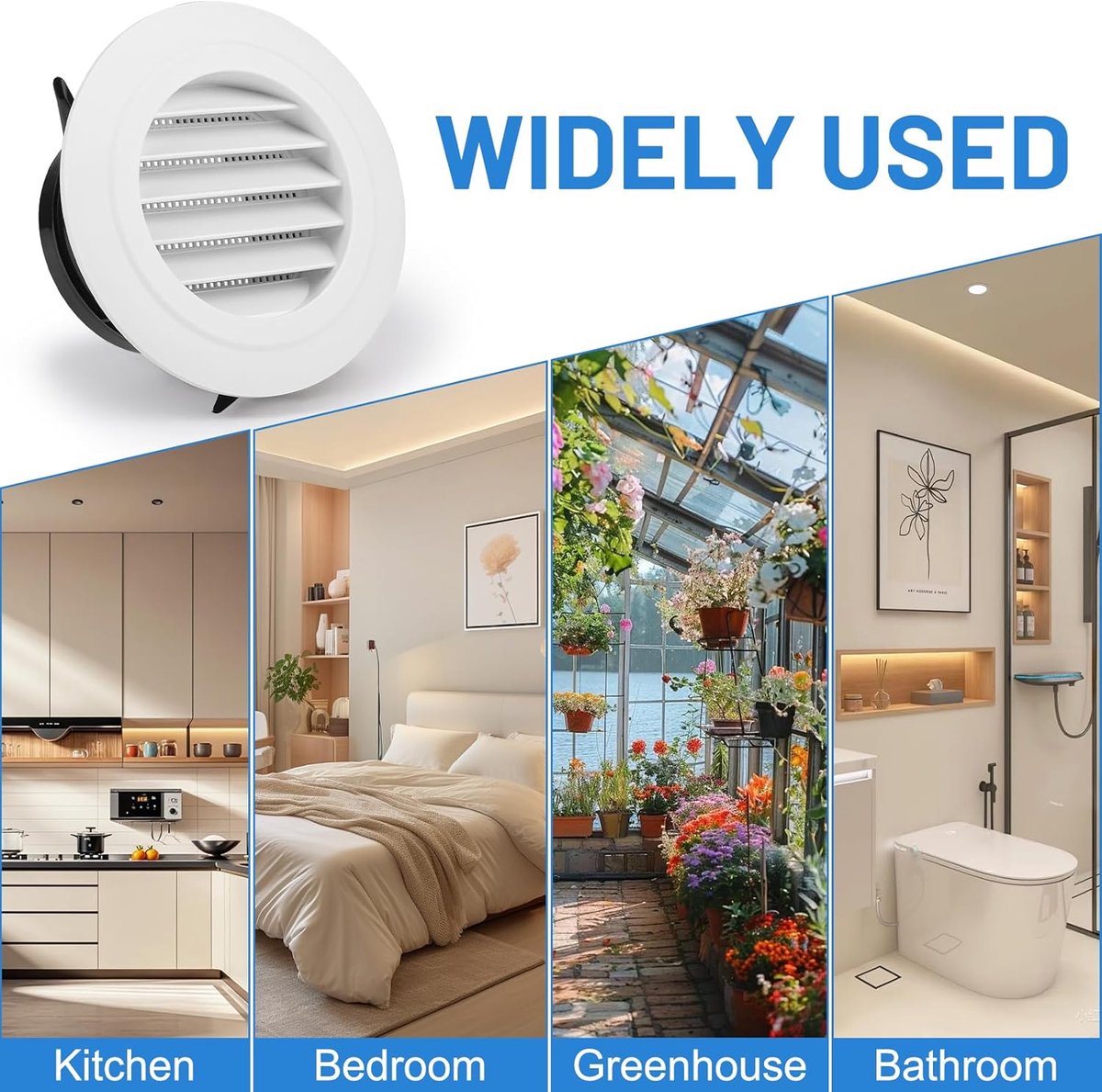 Ventilation grille - Round ventilation grille - Air grille - Louvered grille - plastic ventilation grille - 100 mm - ABS ventilation grille opening - for extractor fan - white