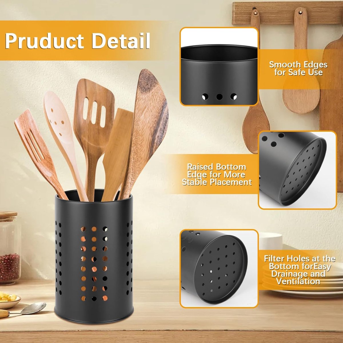 2 pieces - 18*12cm and 16.5*10cm - kitchen tool holder - stainless steel cutlery basket - tableware storage - drain rack - cutlery box - for organizing drawers and countertops - for kitchens - black