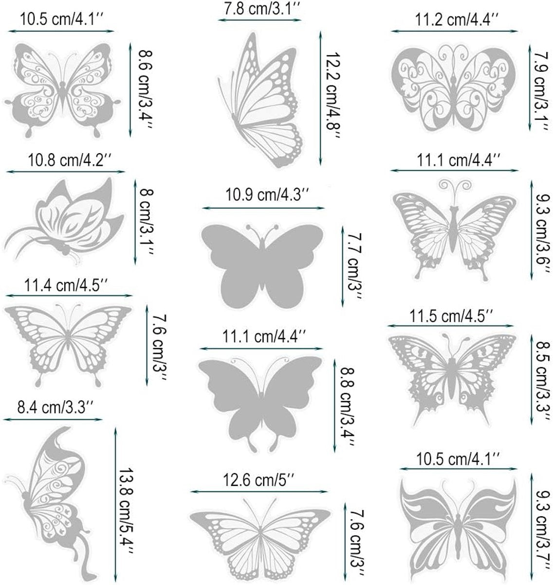 36 pieces - Anti-Collision Stickers - butterfly stickers - with anti-collision warning - transparent window stickers - prevention of collisions with people and birds - window stickers - window decoration