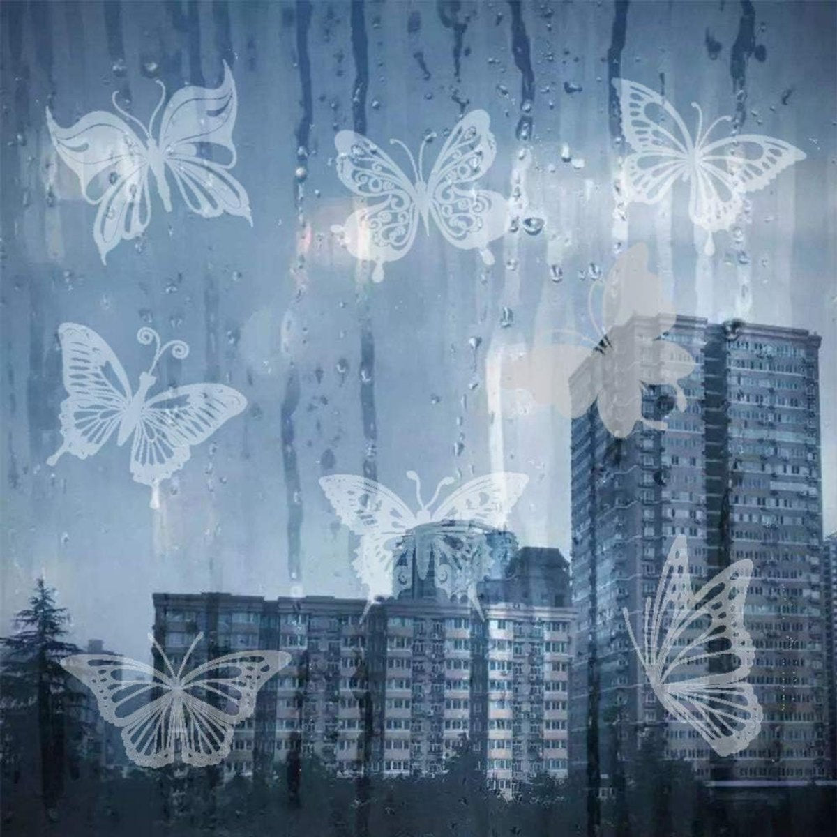 36 pieces - Anti-Collision Stickers - butterfly stickers - with anti-collision warning - transparent window stickers - prevention of collisions with people and birds - window stickers - window decoration