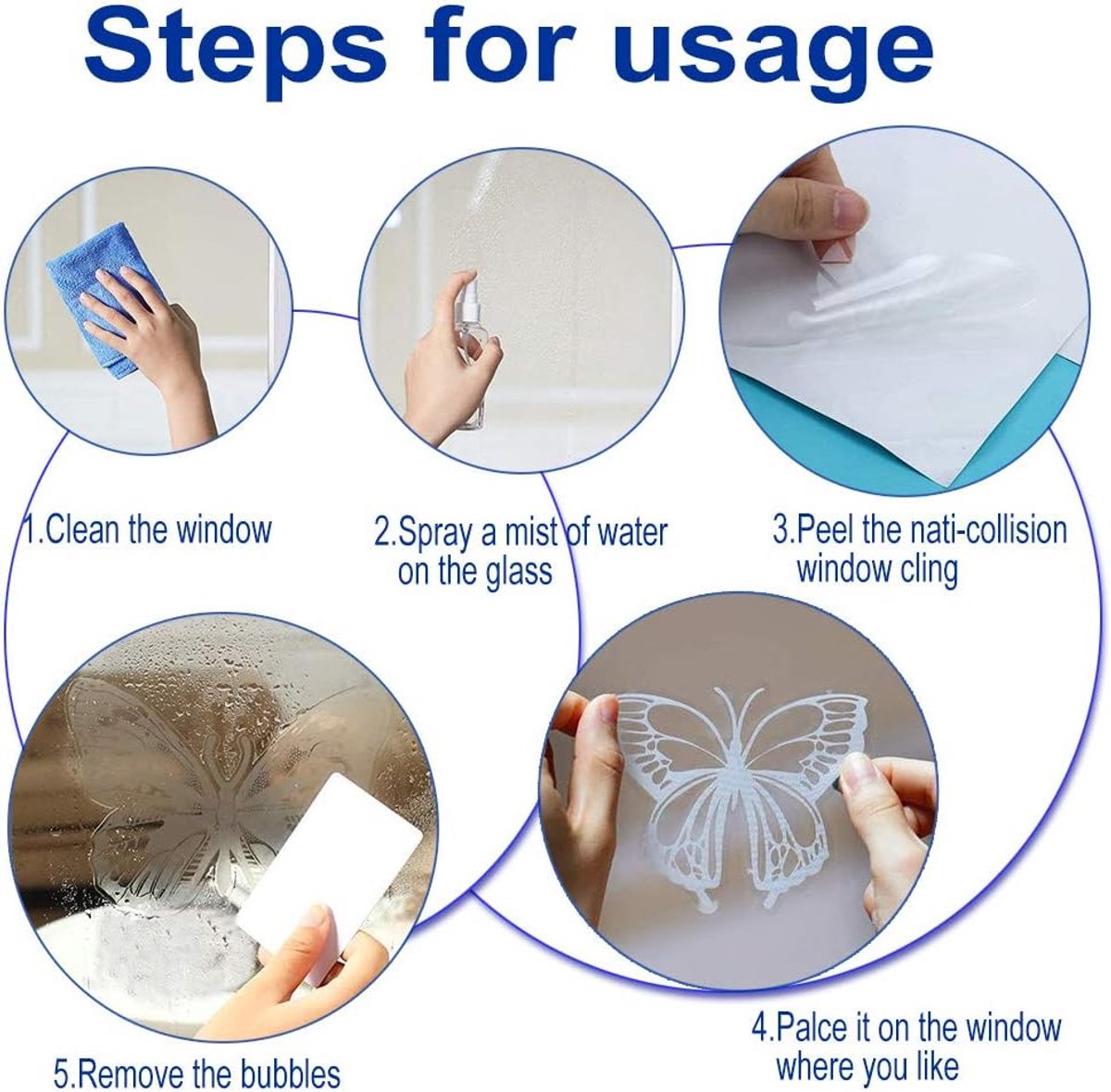 36 pieces - Anti-Collision Stickers - butterfly stickers - with anti-collision warning - transparent window stickers - prevention of collisions with people and birds - window stickers - window decoration