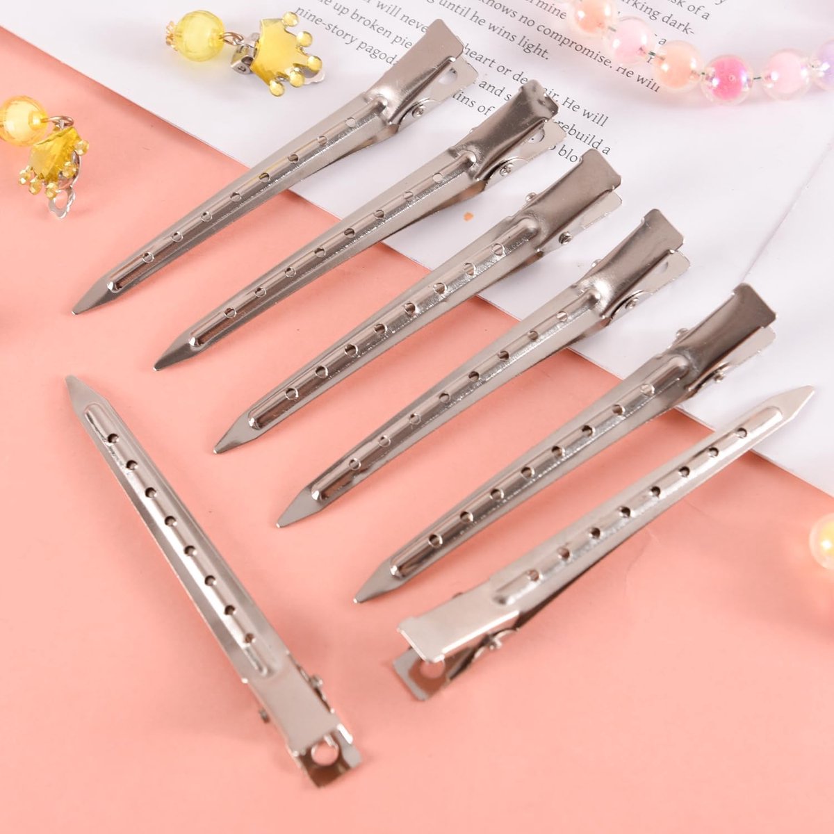 25 pieces - Hairpin - Hairpins - Hair clip - Hair Accessory - Duckbill hairpins - Hair styling clips - curlers with holes - metal hairpins - for hair styling, hair coloring - 9 cm - silver