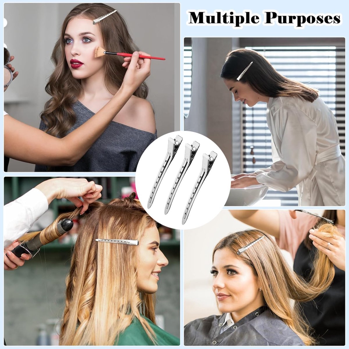 25 pieces - Hairpin - Hairpins - Hair clip - Hair Accessory - Duckbill hairpins - Hair styling clips - curlers with holes - metal hairpins - for hair styling, hair coloring - 9 cm - silver