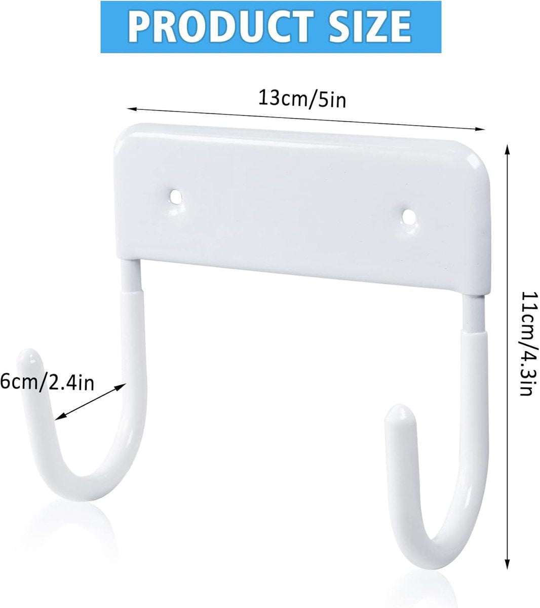 Ironing board holder - Ironing board hanging system - Hook for ironing board - Wall-mounted ironing board holder - Ironing board organizer - Hook - Storage hooks - wall hooks - tool hooks - for laundry rooms, garages and storage rooms - 12*11*6 cm - white