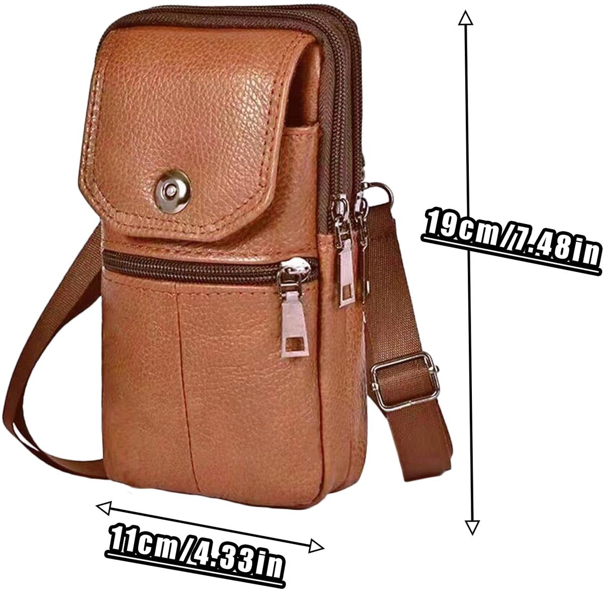Leather Belt Bag - with Shoulder Strap - Leather Phone Waist Bag - Standing Small Belt Bag - Belt Bag - Men's Leather Shoulder Bag - Phone Holder - Vertical Phone Holder - Waist Belt - Smartphone Bag - Organizer - Waist Bag - Wallet - Shoulder Bag - Yello
