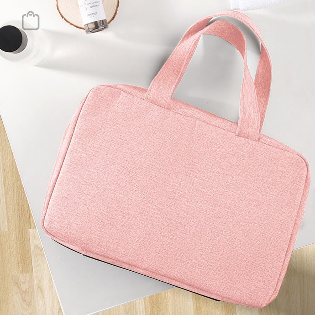 Toiletry bag - Portable hanging toiletry bag - foldable travel toiletry bag - large foldable travel bag - travel makeup bag - storage bag - with 4 compartments - waterproof toiletry bag - unisex - for vacation, shower, camping and travel - 27*18*8 cm - pi