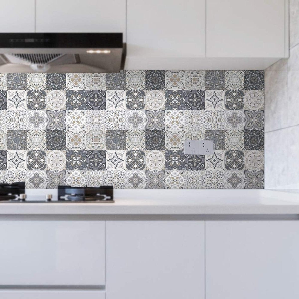 24 Pieces PVC Mosaic Tile Sticker - 10x10 cm - Adhesive Tiles - Moroccan Wall Tile - Waterproof Wallpaper - Decorative Film Furniture Film - Self-Adhesive Tiles - for Kitchen, Cabinet, Furniture, Table - Decorative Sticker Tiles - Adhesive Film Tile Stick