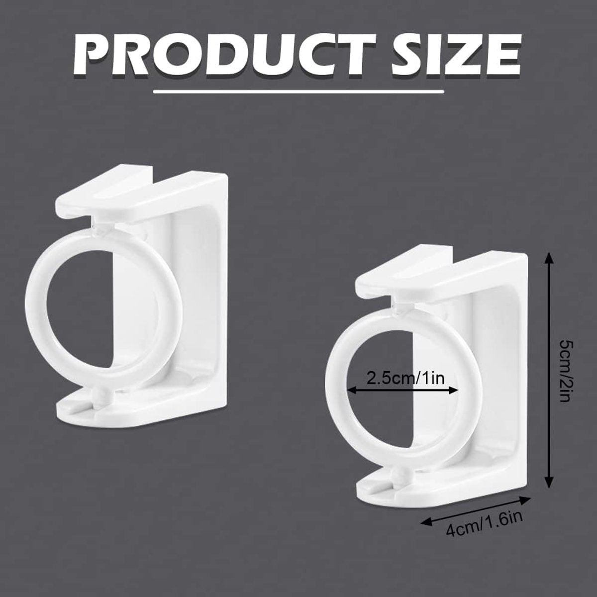 8 pieces - Curtain Rod Bracket - self-adhesive curtain rod holder - 360 degree rotatable mounting brackets - for curtain rods - no drilling required - for bathroom, bedroom, kitchen, hotel - white - 4*5 cm