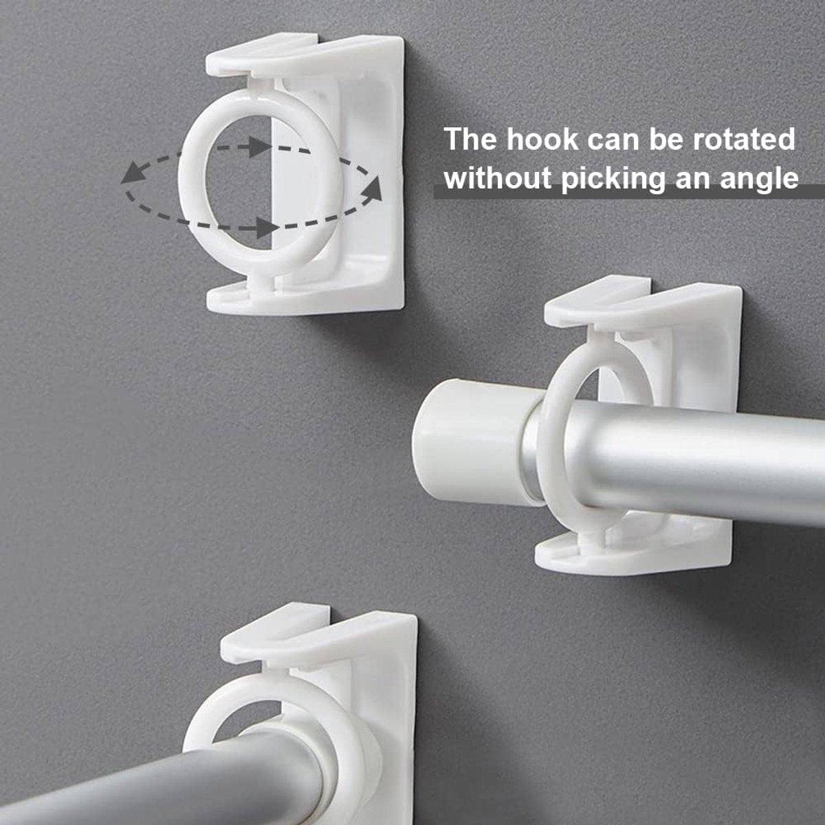 8 pieces - Curtain Rod Bracket - self-adhesive curtain rod holder - 360 degree rotatable mounting brackets - for curtain rods - no drilling required - for bathroom, bedroom, kitchen, hotel - white - 4*5 cm