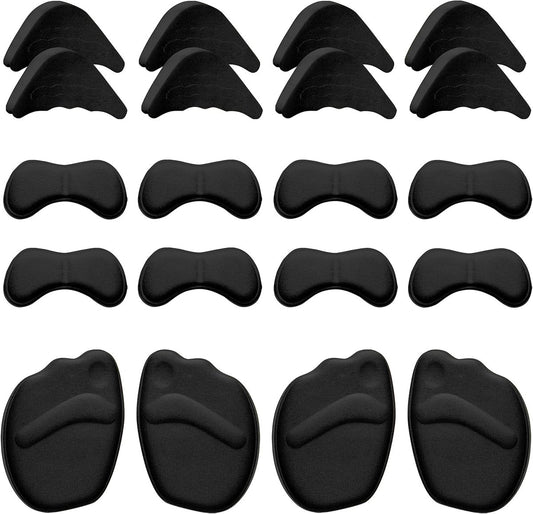 10 pairs - heel cushions - lining cushions - high heel insoles - insoles for loose shoes, metatarsals and adjustable toe fillers - insoles for oversized shoes - women's and men's - prevent heel pain and blisters - black