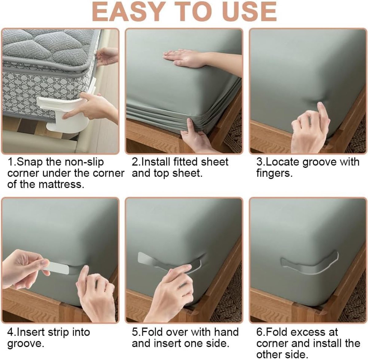 4 pieces - Sheet holder - Bed sheet holder - Duvet clips - Sheet clamps - with fastening strips - removable fitted sheet corner holders - bed clips - corner holders for covers - for mattress protectors, bedding, blankets - 15*12*8.5 cm - white