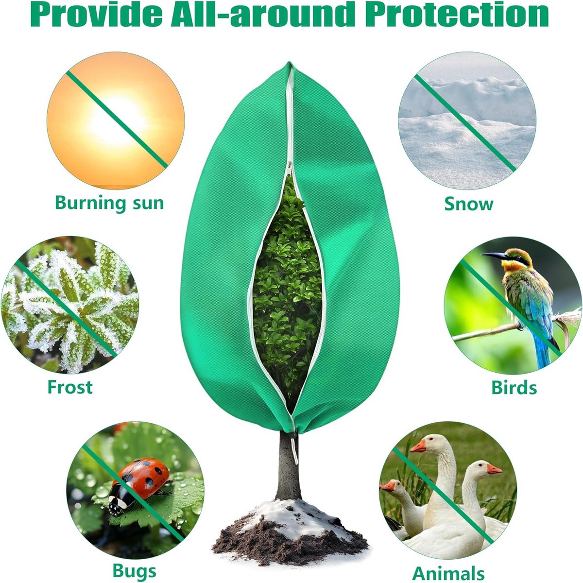 Plant Cover - 1 piece - 240*200cm - Frost Protection Plant Cover - Winter Cover - Potted Plant Bag - Frost Cloth - Plant Frost Cover - Winter Protection Bag for Plants - Winter Plant Covers - with zipper and drawstring - for outdoor plants, potted fruit t