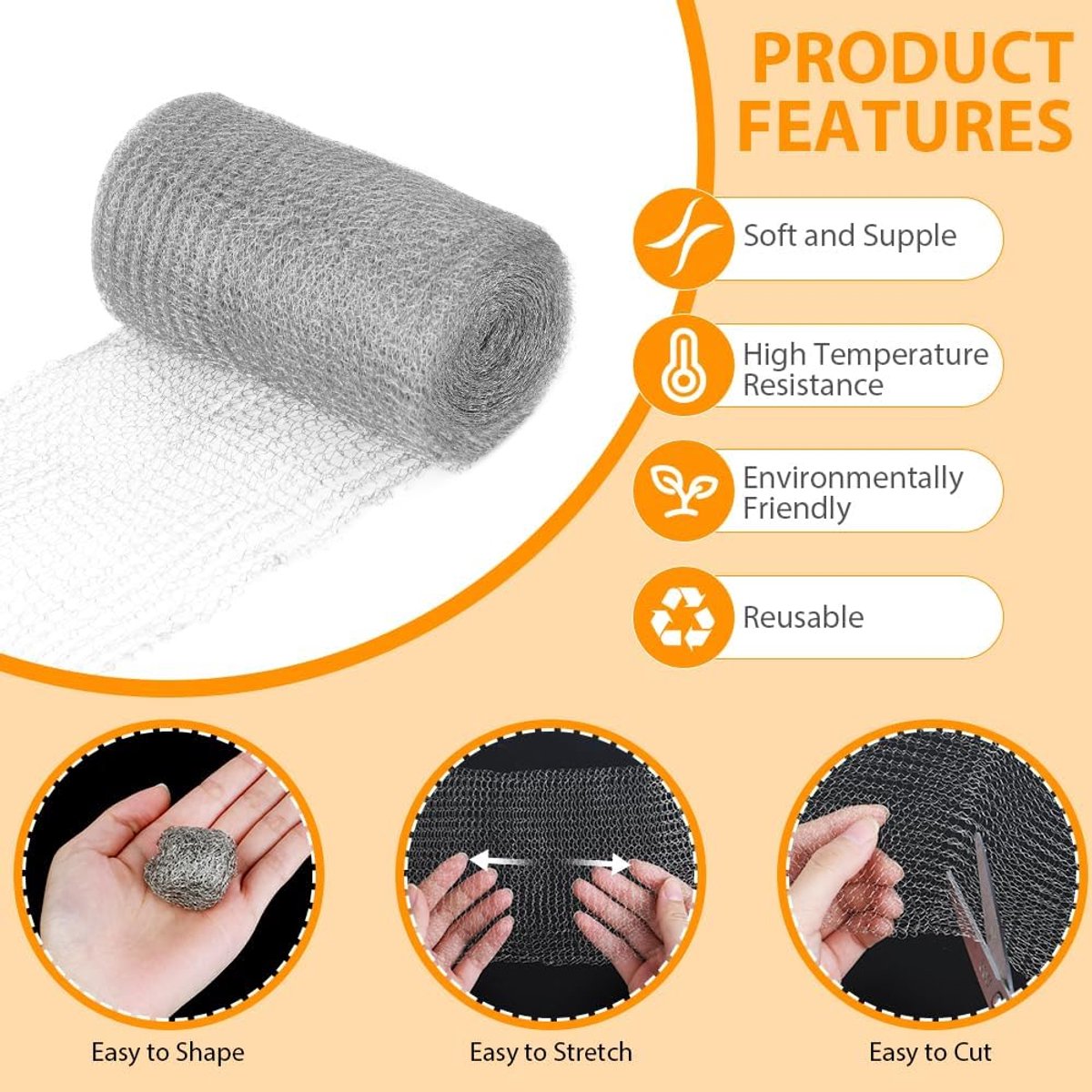 Stainless steel fine mesh - 9 m x 12.7 cm - Insect net - Rodent repellent net - Bird-proof net - Stainless steel mesh - stainless steel metal mesh - for keeping out snails, birds, slugs and insects - Garden protection - silver