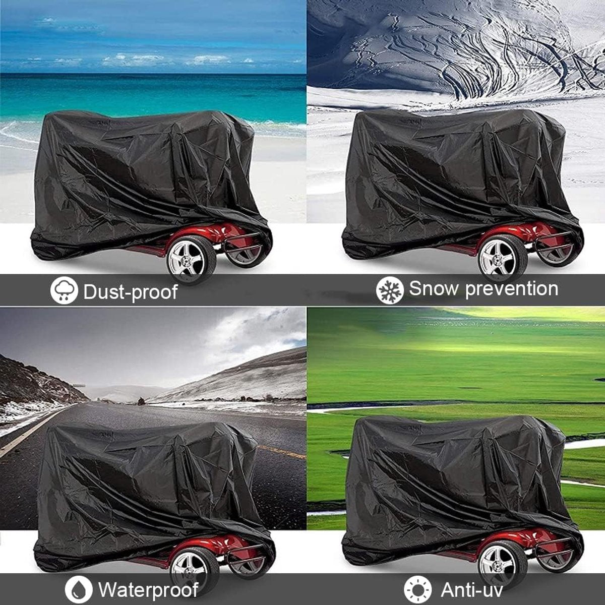 Electric Scooter Cover - Oxford Fabric 210D Electric Scooter Cover - Waterproof Scooter Cover - Dustproof - Snowproof - Sunproof - Rainproof - Protective Cover - Black - 170×61×117 cm