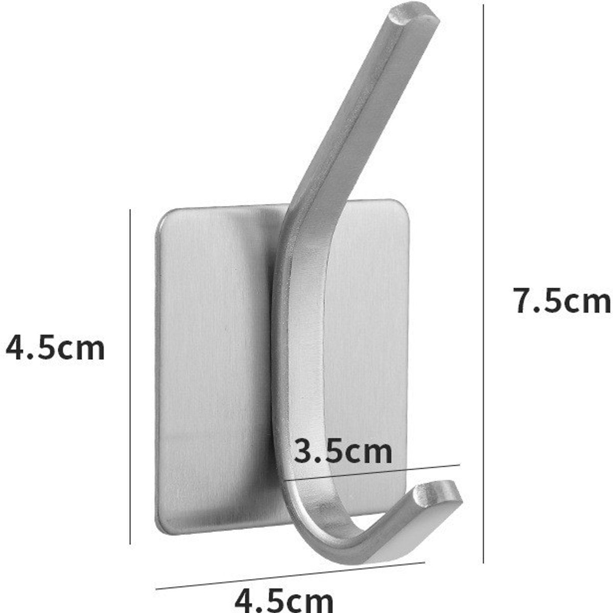 4 pieces - 8*4.5*3.5 cm - Stainless steel hook - self-adhesive towel hooks - Towel hook - Self-adhesive hook - Square hook - adhesive hooks - adhesive wall hooks - towel hooks - for bathroom, kitchen, home and office - silver