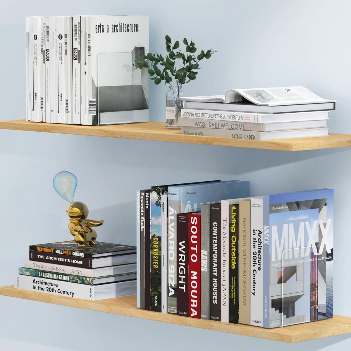 4 Pieces Bookends - bookends - Transparent Book Stand - Book Holder - Shelf Organizer - Book Support - Bookshelf - Magazine Holder Book Support - Reading Tray - Magazine Rack - for library, office, school - Transparent