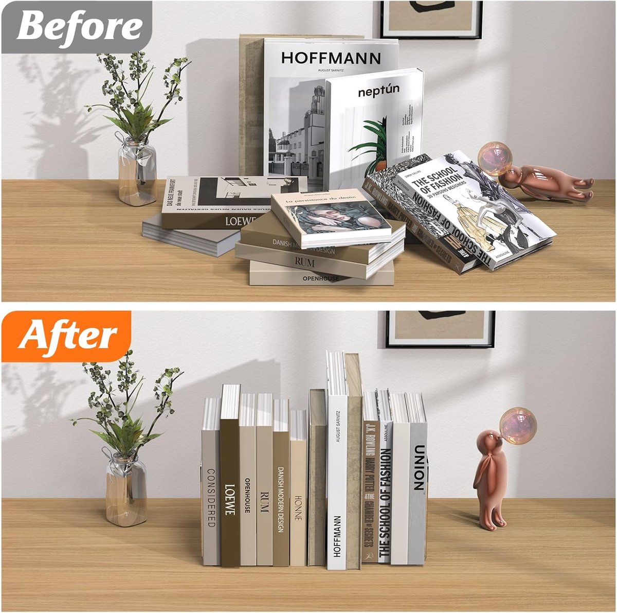 4 Pieces Bookends - bookends - Transparent Book Stand - Book Holder - Shelf Organizer - Book Support - Bookshelf - Magazine Holder Book Support - Reading Tray - Magazine Rack - for library, office, school - Transparent