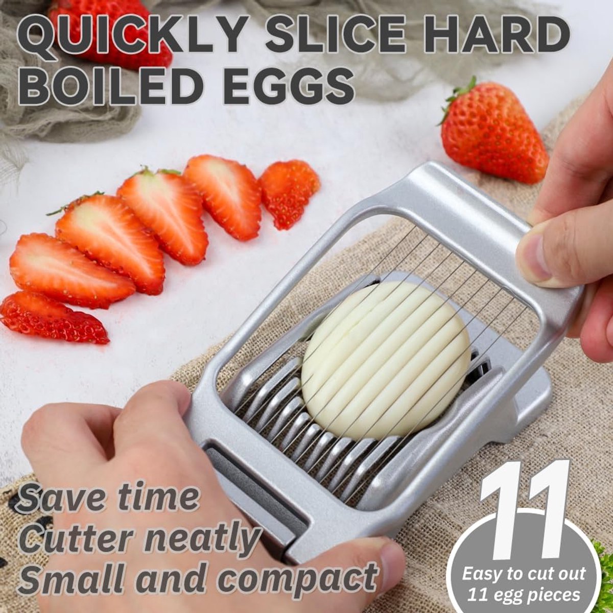 Aluminum Alloy Egg Slicer - Egg Slicer - Hard-Boiled Egg Slicer - Mushroom Slicer - Professional Egg Slicer - Multifunctional Egg Slicer - Round and Oval Slice Egg Slicer - For slicing eggs, bananas, and strawberries - Silver